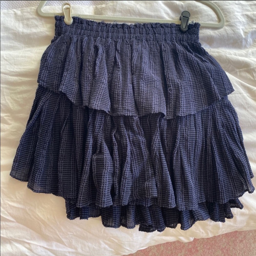 LoveShackFancy navy & black ruffle tier miniskirtM